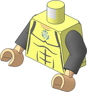 Minifig Torso with Arms and Hands with Grey Muscles and Arc Reactor Pattern