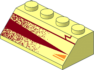 Slope Brick 45  2 x  4 with Red and Gold Triangles Left Pattern