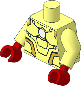 Minifig Torso with Arms and Hands with Iron Man Armoured Suit Classic Pattern