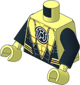 Minifig Torso with Arms and Hands with White Fear Lantern Logo and Muscles Outline Pattern