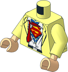 Minifig Torso with Arms and Hands with Open Suit Revealing Superman Logo Pattern