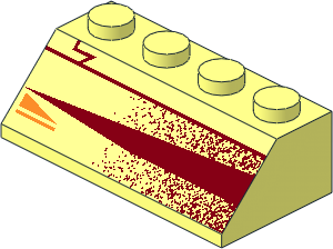 Slope Brick 45  2 x  4 with Red and Gold Triangles Right Pattern