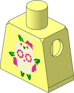 Minifig Torso with Skull and Dark Pink Roses Pattern