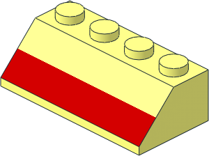 Slope Brick 45  2 x  4 with Red Stripe Pattern