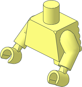 Minifig Torso Short with Ridged Extended Back with Dual Mould Arms and Hands
