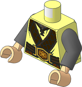 Minifig Torso with Arms and Hands with Leather Straps, Belt and Ornate Buckle Pattern