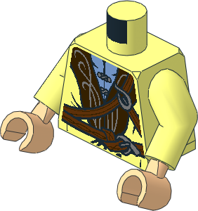 Minifig Torso with Arms and Hands with Cloak, Dark Brown Collar and Straps Pattern