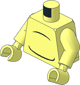 Minifig Torso with Arms and Hands with Black Lines and Tail Pattern