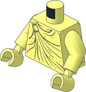 Minifig Torso with Arms and Hands with Dark Bluish Grey Robe Gather Lines, Wrinkles and Clasp at Right Shoulder Pattern