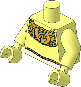 Minifig Torso with Arms and Hands with Gold Collar with Blue Jewel, White Belt with Gold Cord Pattern