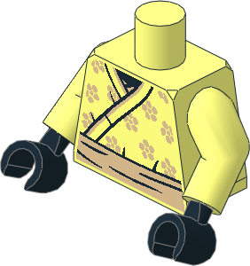 Minifig Torso with Arms and Hands with Wrapped Samurai Robe and Flowers Pattern