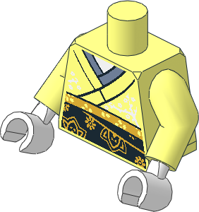 Minifig Torso with Arms and Hands with Kimono Pattern