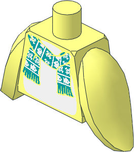 Minifig Torso with Flipper Arms with Dark Turquoise Scarf with White Snowflakes and Fish Pattern