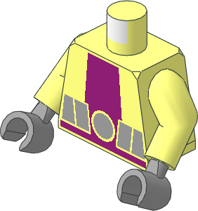 Minifig Torso with Arms and Hands with Magenta Vertical Stripe and Light Bluish Grey Belt Pattern