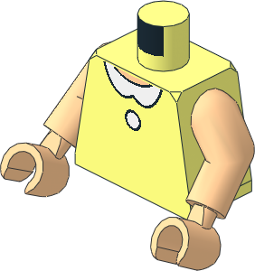 Minifig Torso with Arms and Hands with White Collar and Button Pattern