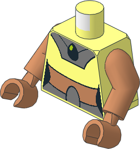 Minifig Torso with Arms and Hands with Metallic Silver Yoke and Belt, Black Pendant and Nougat Middle Pattern