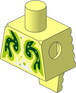 Minifig Torso Short with Ridged Extended Back with Dark Green and Lime Ghost Pattern