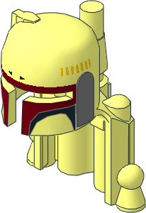 Minifig Helmet SW Mandalorian with Rocket Pack and Dark Red Boba Fett Colours Pattern