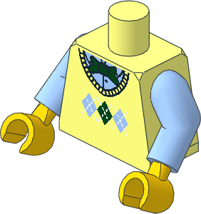 Minifig Torso with Arms and Hands with Knit Argyle Sweater Vest with Dark Green Bow Tie Pattern