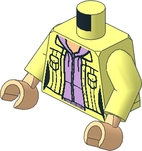 Minifig Torso with Arms and Hands with Female Jacket, Pockets and Lavender Hoodie Pattern