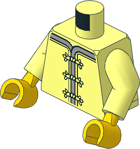 Minifig Torso with Arms and Hands with Robe, Light Bluish Grey Trim, Clasps and Red Flower Medallion Pattern