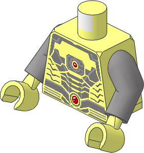 Minifig Torso with Arms and Hands with Armour Plating and Two Red Circles Pattern