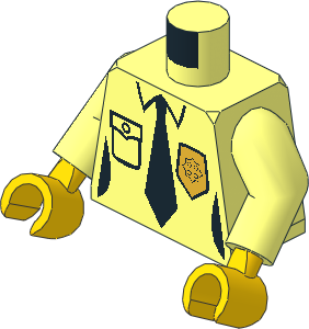 Minifig Torso with Arms and Hands with Female Police Shirt with Gold Badge, Pocket and Black Tie Pattern