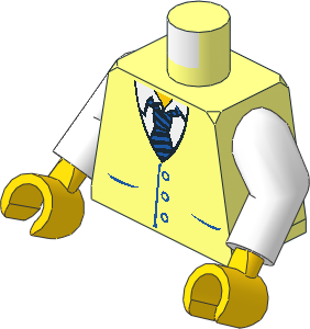 Minifig Torso with White Arms and Hands with Town Vest with Pockets and Striped Tie Pattern