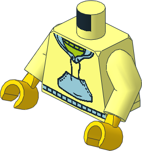 Minifig Torso with Arms and Hands with Hooded Sweatshirt with Medium Blue Pocket, Yellow Neck and Drawstring Pattern