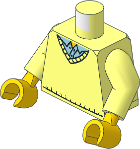 Minifig Torso with Arms and Hands with Sweater V-Neck over Light Blue Shirt Pattern