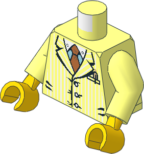 Minifig Torso with Arms and Hands with Pinstriped Jacket and Gold Tie Pattern