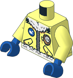 Minifig Torso with Arms and Blue Hands with Arctic Explorer Logo, Zipper and White Fur Trim Pattern