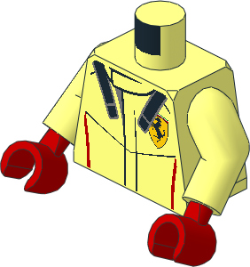 Minifig Torso with Arms and Hands with Race Suit with Ferrari FXXK Logos Pattern