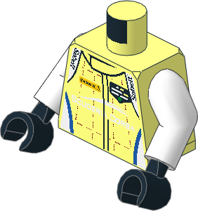 Minifig Torso with Arms and Hands with Race Suit with Ferrari Scuderia Corsa Logos and Dotted Stripes Pattern