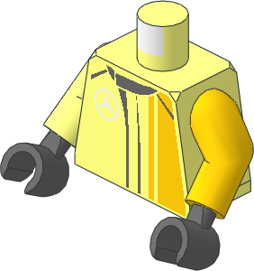 Minifig Torso with Arms and Hands with Race Suit with Mercedes AMG Logos and Yellow Stripes Pattern
