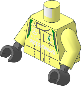 Minifig Torso with Arms and Hands with Crew Suit with Mercedes Team Logos Pattern