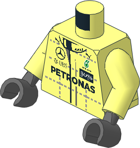 Minifig Torso with Arms and Hands with Race Suit with Mercedes Team Logos Pattern