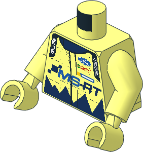 Minifig Torso with Arms and Hands with Race Suit with Ford and MS-RT Logos Pattern