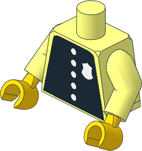 Minifig Torso with Arms and Hands with White Buttons and Police Badge Plain Sticker