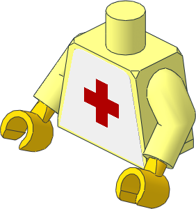 Minifig Torso with Arms and Hands with Red Cross on White Sticker