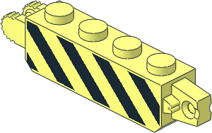 Hinge Brick  1 x  4 Locking Double, Two Finger End with 9 Teeth with Black Stripes Type 2 Pattern