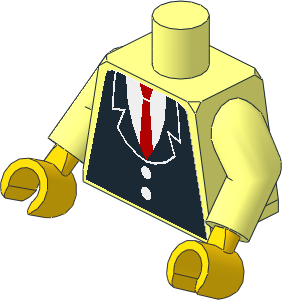 Minifig Torso with Arms and Hands with Two Buttons and Red Tie Sticker