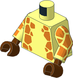Minifig Torso with Arms and Hands with Orange Giraffe Spots on Front and Back Pattern