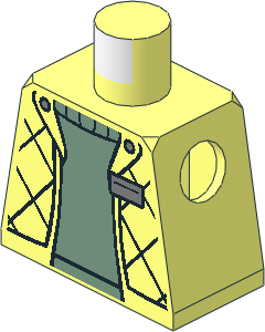 Minifig Torso with Bodywarmer with Silver Badge over Sand Green Sweater Pattern