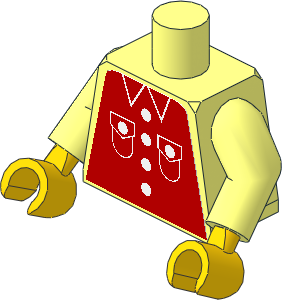 Minifig Torso with Arms and Hands with Red Shirt with Four Buttons and Patch Pockets Sticker
