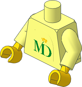 Minifig Torso with Arms and Hands with MD Foods Logo Stickers