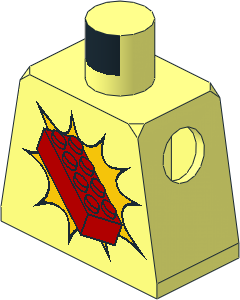 Minifig Torso with Red 2 x 4 Brick on Yellow Pattern