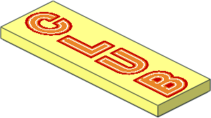 Tile  2 x  6 with Orange "CLUB" with Red and White Outlines Pattern