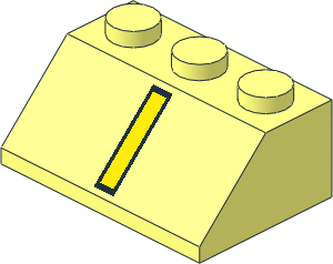 Slope Brick 45  2 x  3 with Yellow Line and Black Border Pattern