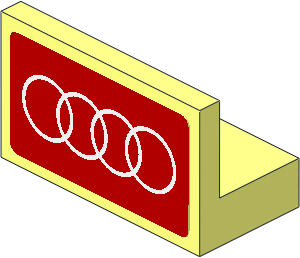 Panel  1 x  2 x  1 with White Audi Logo on Red Background Sticker